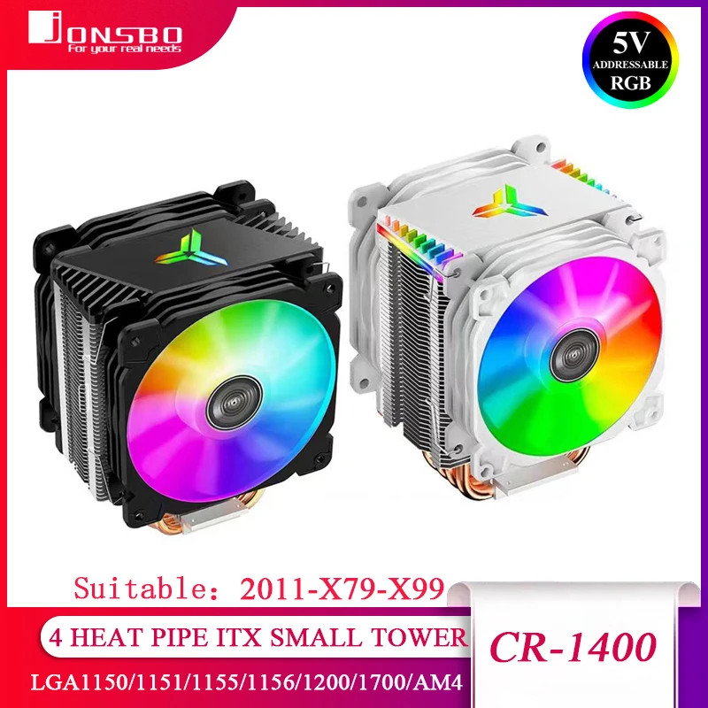 JONSBO CR-1400 ARGB 4 히트 파이프 타워 CPU 쿨러, 5V 3 핀 CPU 쿨러, ITX 공랭식 인텔 LGA1700 115X 1200 AM4 냉각 팬