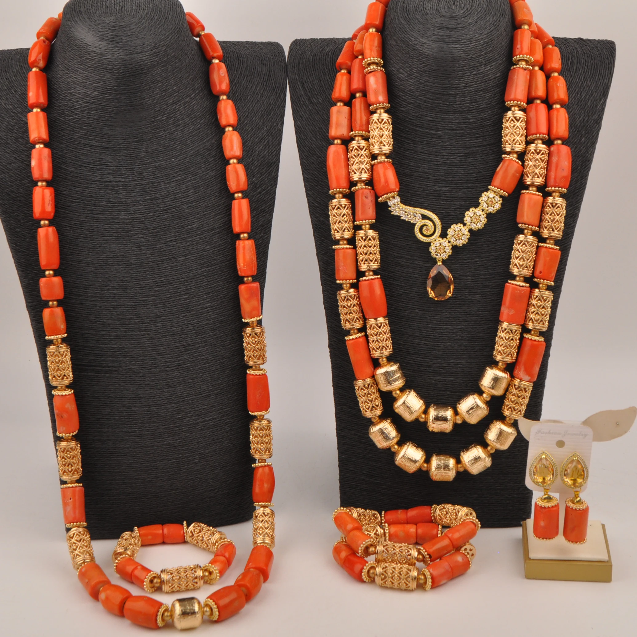 

Wedding Necklace Nigeria Fashion jewelry Natural coral Orange Collection Africa