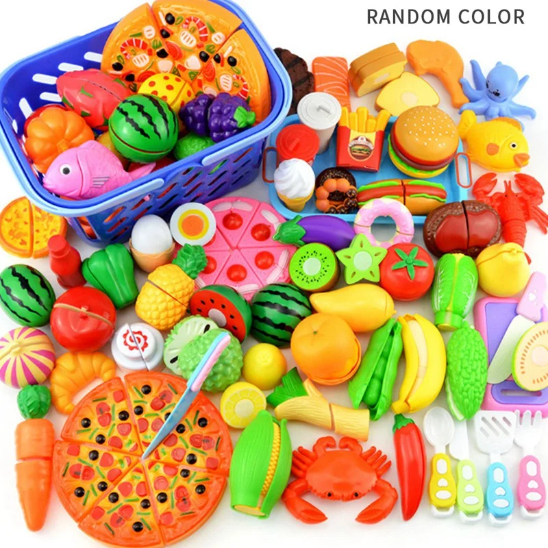 23 Pcs Simulation Kitchen Cut Fruit Toy Set, Play House Set With Storage Basket For Children's Role-Playing Games