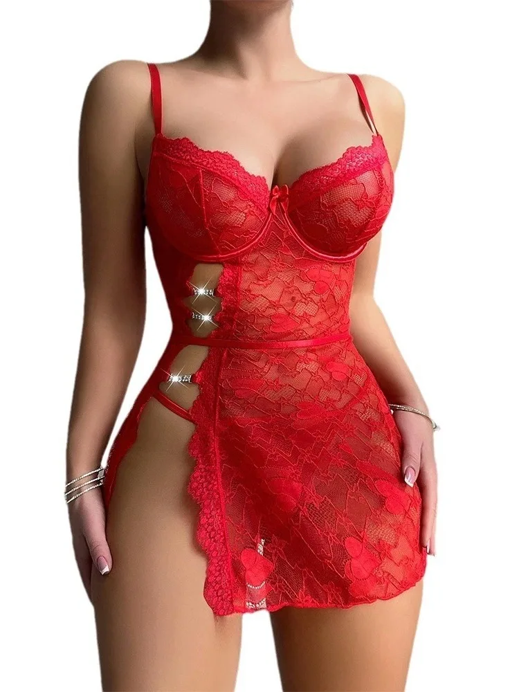 فساتين مثيرة مثيرة من الدانتيل بمنظور مغري بفتحة جانبية مناسبة ومضيئة ملابس خروج عصرية فستان بناتي ناعم أنيق 53R5 #5