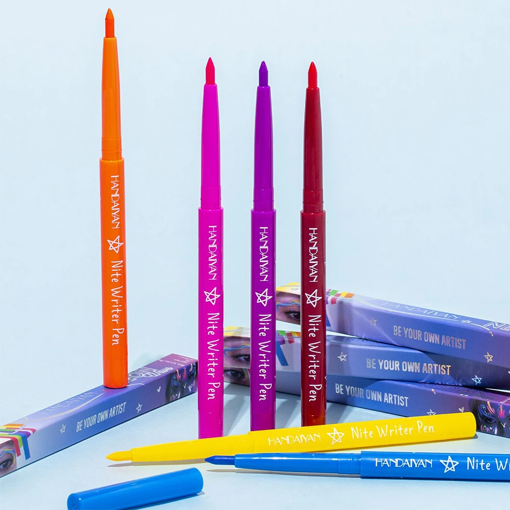 12 Farben fluoreszierender Eyeliner-Stift, wasserdichter Neon-Make-up-Stift, schnell trocknend, bunt, fluoreszierender Eyeliner für Party, Bühne, Make-up-Kunst