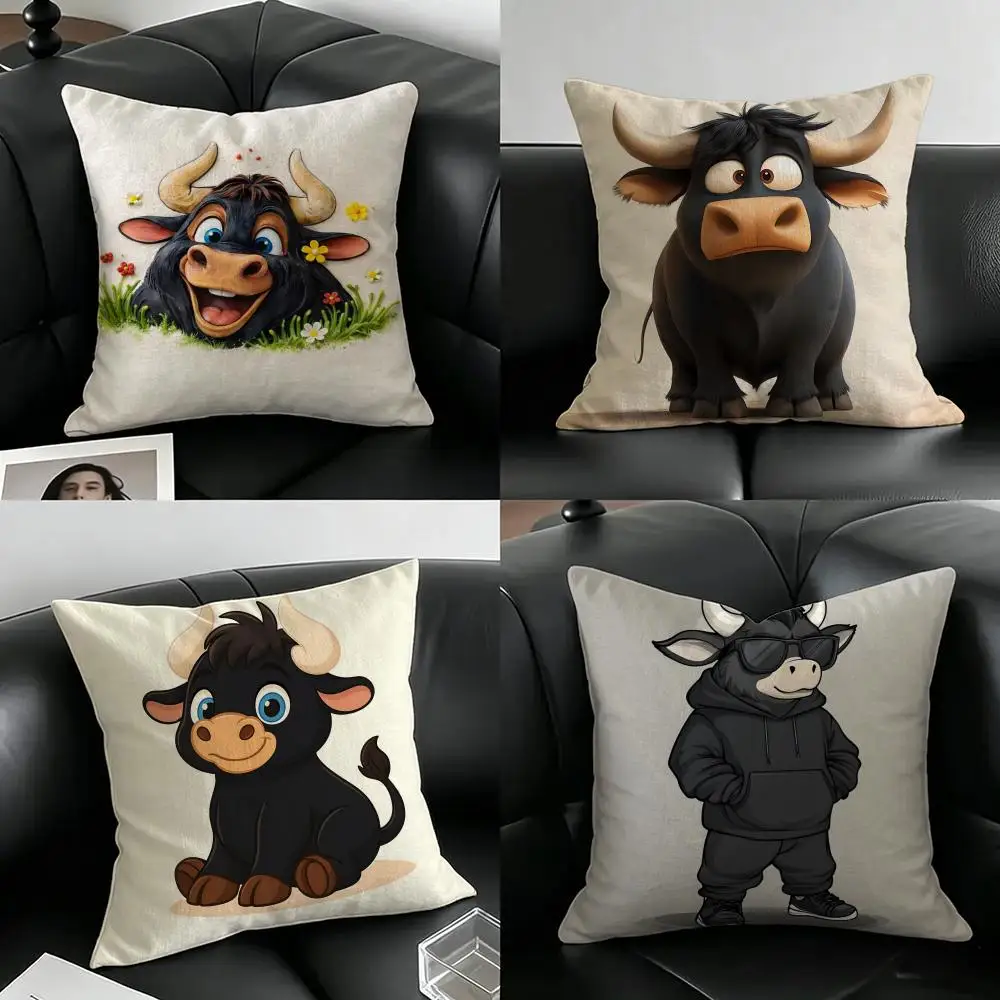 Movie Ferdinand Cushion Cover Natural Linen Pillowcase Set, All-in-One Decor for Sofa, Bedroom & Chair