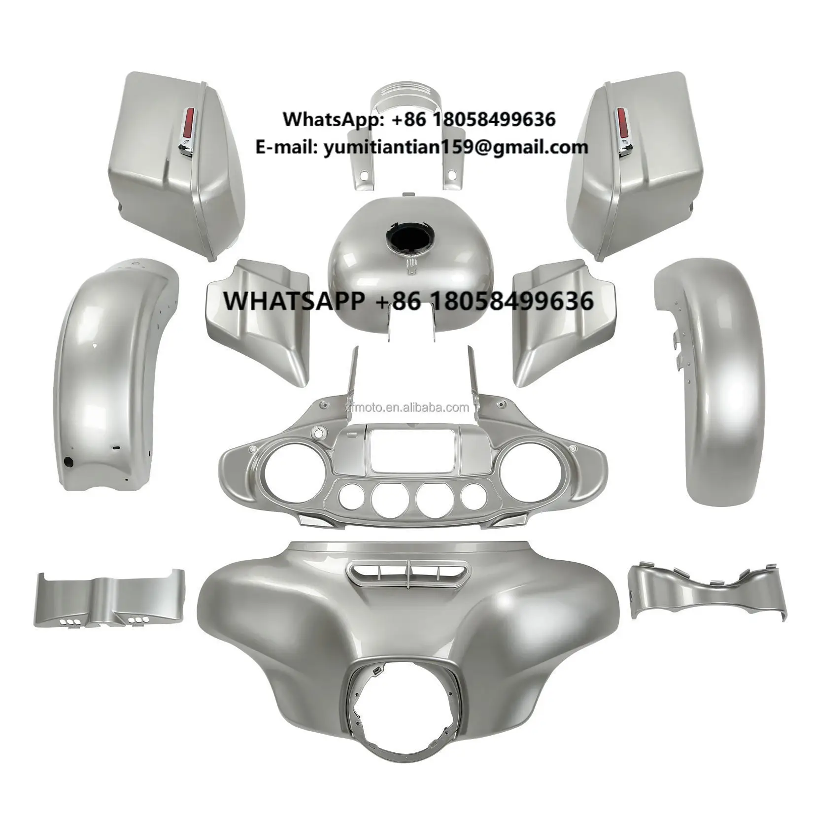 HR3 Silver Fortune Body Kit Fairing Kit Saddlebag Fender Gas Tank Fit for Harley Street Glide 14-20