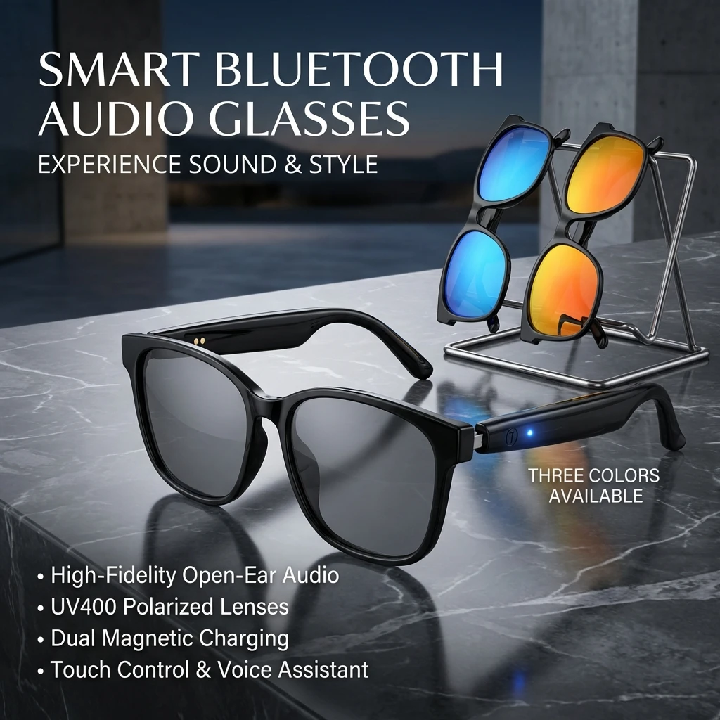 

Очки GS08 с защитой от синего света, функцией ответа на звонки, воспроизведением музыки, шумоподавлением, защитой UV400, Bluetooth TWS, умные очки для мужчин