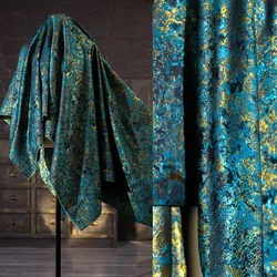 Tessuto broccato Jacquard blu e oro retrò Premium per cucire, materiale per abiti firmati creativi, al metro