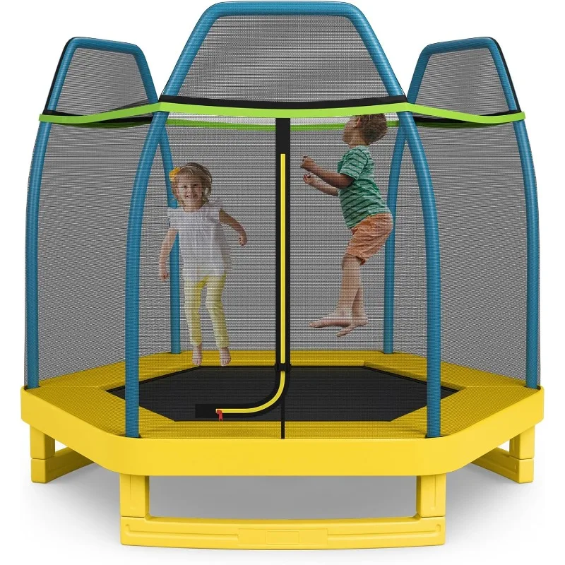 

Goplus 7FT Trampoline for Kids, with Enclosure Net,Safety Pad,Galvanized Steel Frame, Heavy Duty Recreational Toddler Trampoline