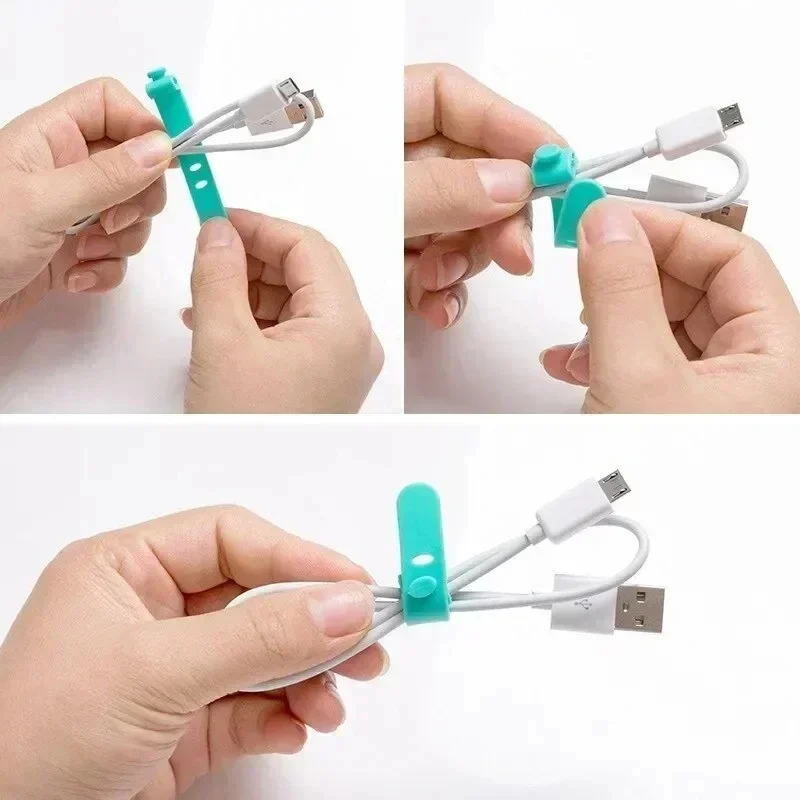 4/8/12/24pcs Cable Winder Organizer Silicone Earphone Clips Wire Cord Management Buckle Straps Reusable Cable Tie Beam Line Cord