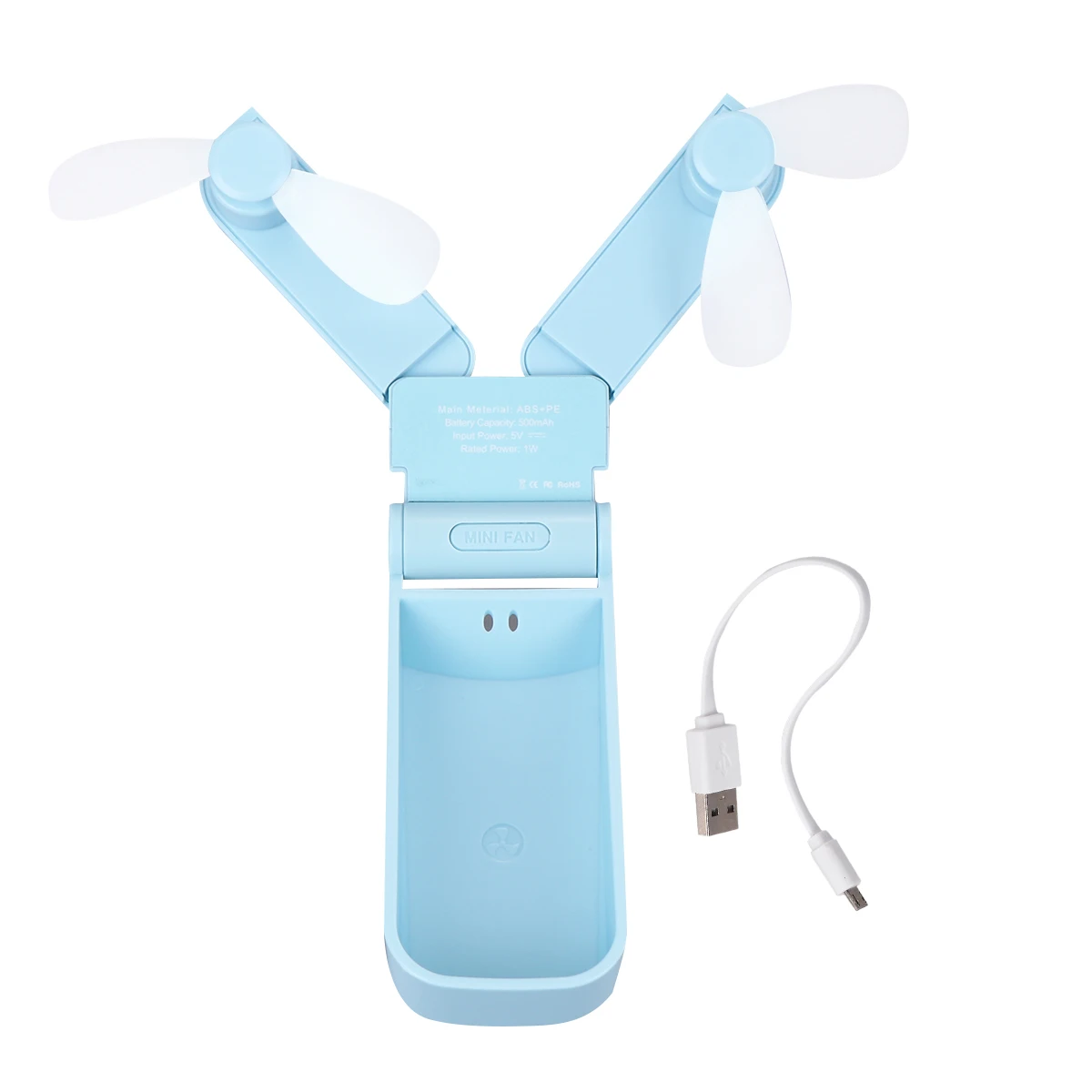 Mini Folding Portable USB Rechargeable Handheld Electric Cooling Fan Compact Lightweight Travel Foldable Double Headed Fan