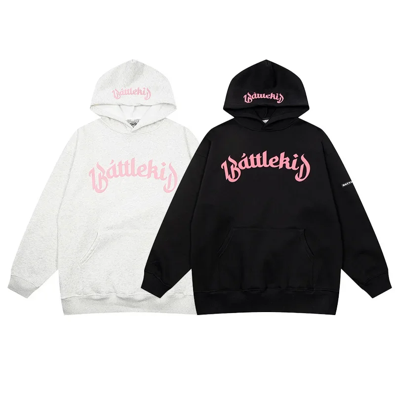 

American Vintage Hooded Sweatshirts for Men Foaming Letter Printed Pullover Hoodies Spring Streetwear Couple Oversized Hoodies