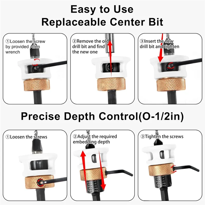 

A43F-4PCS Countersink Drill Bit Set With Low Friction Depth Stop & Replaceable HSS M2 Drill Bit, Counter Sink Drill Bit