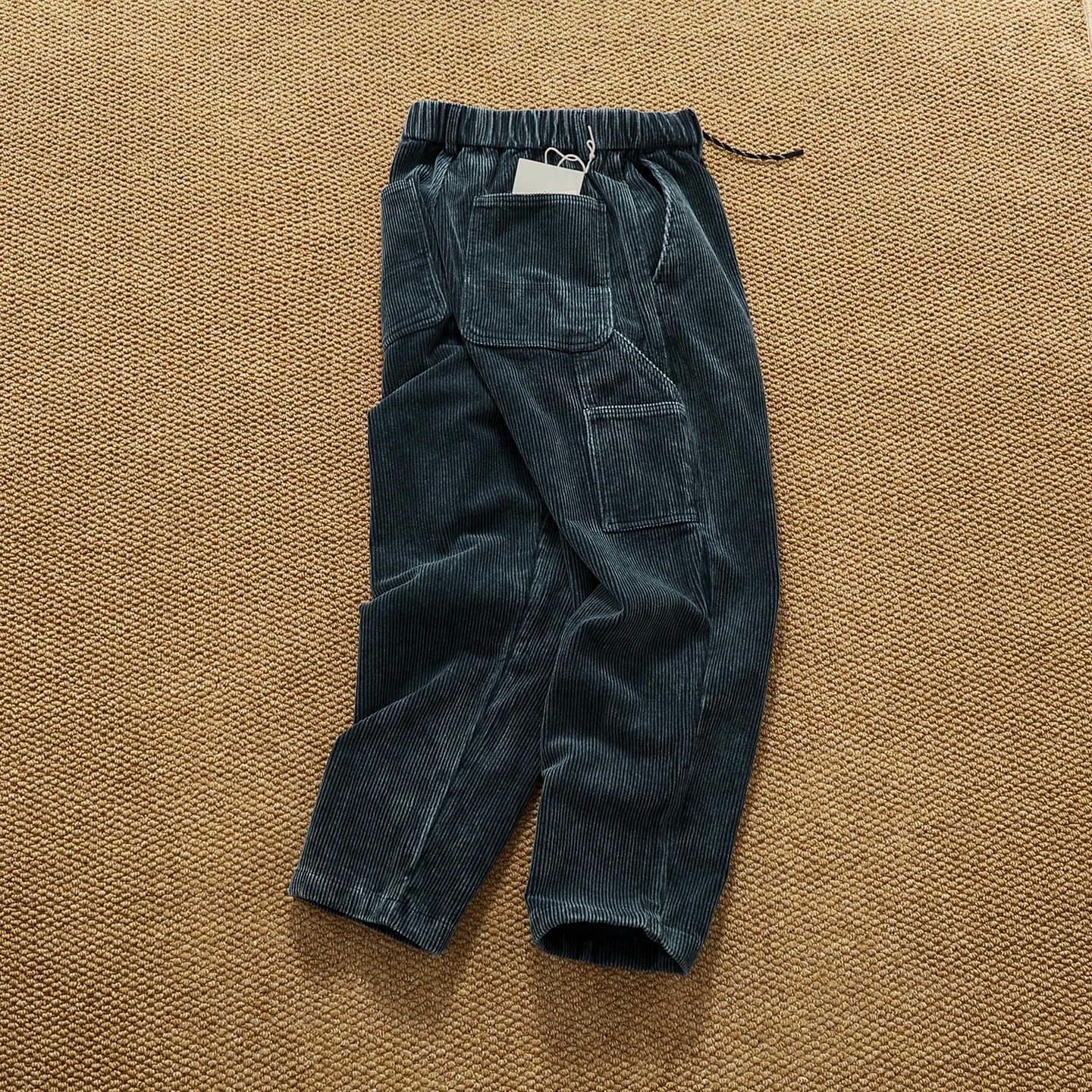 Heavy cotton corduroy casual pants for men in autumn and winter multi-pocket loose straight Japanese retro woodcutting pants - Image 3