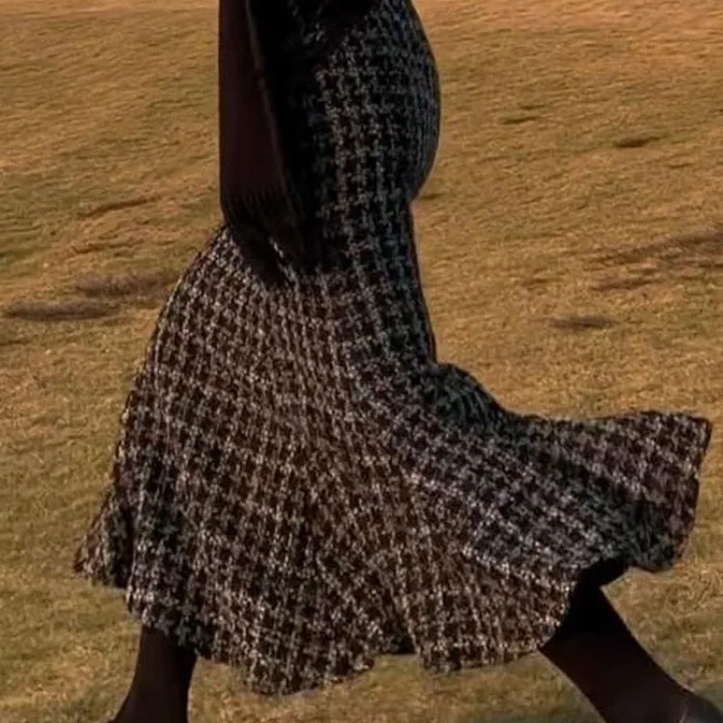 

Korean Fashion Office Lady Vintage High Waist Gradient Hip-Covering Mermaid Skirt All-match Casual Long Skirts Harajuku Women