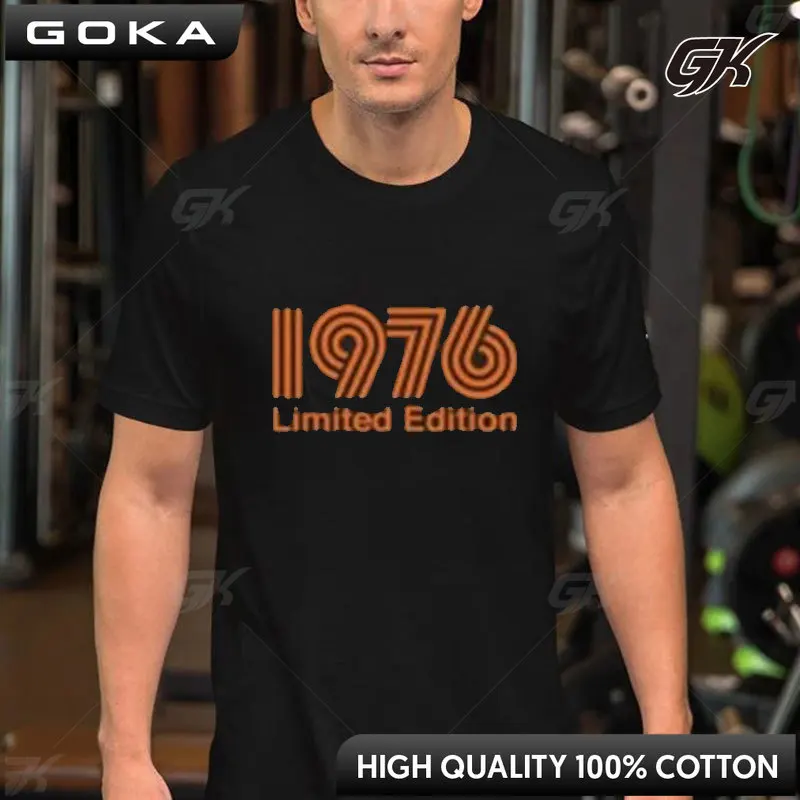 Classic Vintage 1976 Gift Clothing Limited Edition Orange Text Cool T-shirt Cotton Men's T-shirt Summer Street Fashion Tee Tops