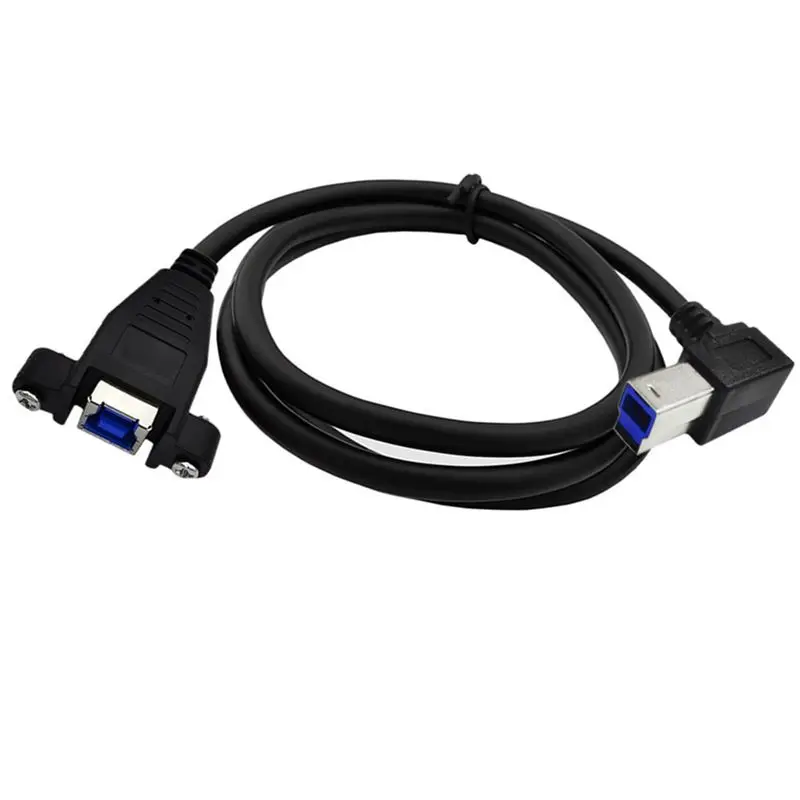 0.5m USB 3.0 B Male to B Female With Ear Lock Screw Panel Cable, Female Head Lock Screw Cable, USB 3.0 Elbow Printing Data Cable