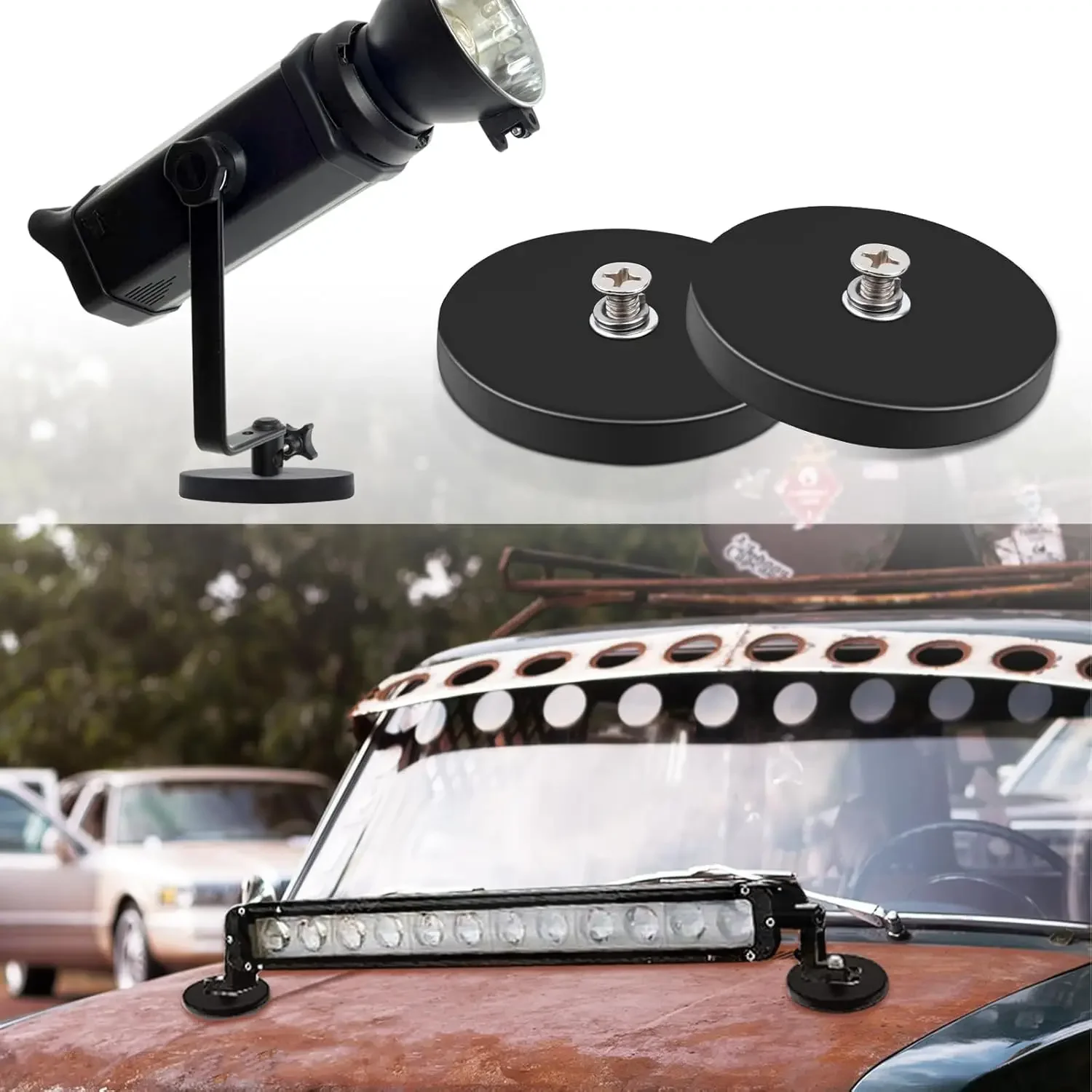 P43 Magnetic Mount Ruber Coated Magnets, Anti-Scratch Neodymium Magnets Rubber Magnets M4 Threaded Studs for Signal Light