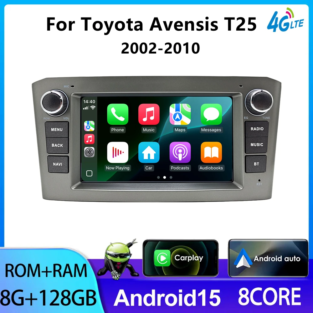 Android Auto Autoradio für TOYOTA AVENSIS T25 2004 2005 2006 2007 2008 Carplay GPS Navi Multimedia WiFi Head Unit Autoradio