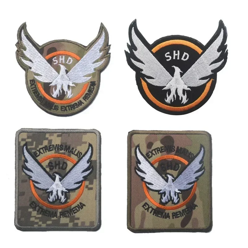 The Division Embroidery Patch Game Airsoft PVC Armband SHD Wings Out Morale Badge Military Tactical Skull Hook and Loop Stickers