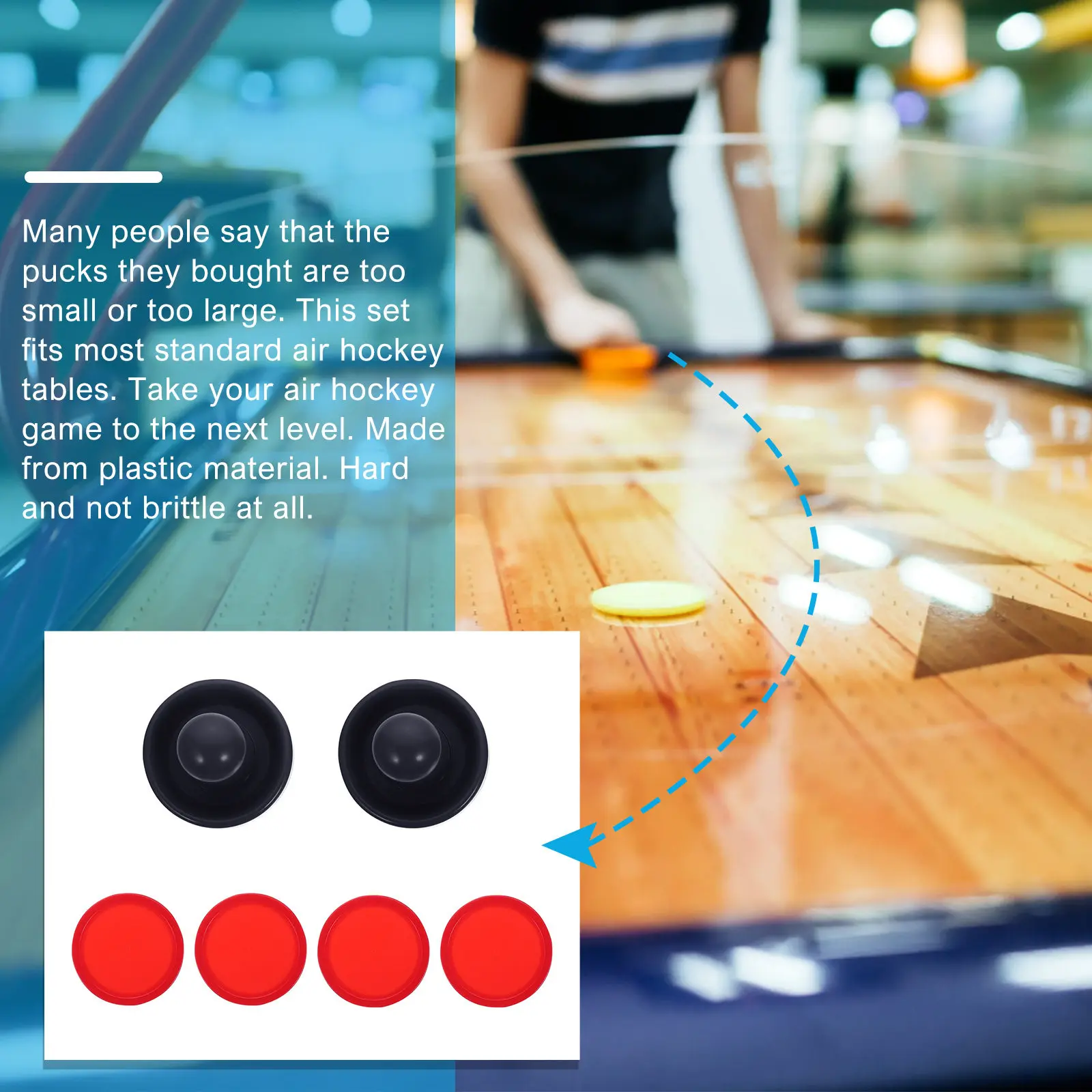 1Set Air Hockey Accessories Plastic Pucks Pushers Replacement Kit Ergonomic Comfortable Grip for Standard Air Hockey Tables