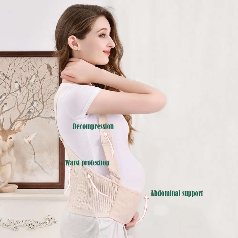 Adjustable Prenatal Support Belt Ultra-thin Breathable Maternity Belly Bands with Shoulder Postpartum Recovery Belly Band