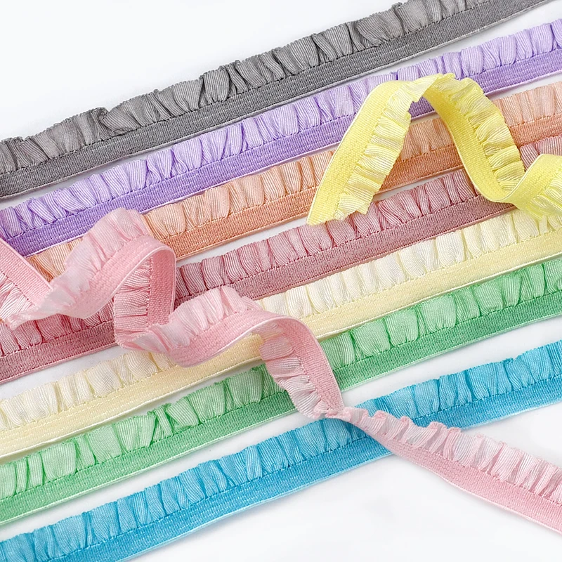

10/20M 10/15mm Wrinkled Lace Elastic Band Bra Strap Hairband Decor Laces Elasticity Edging for Sleeves DIY Sewing Accessoriese