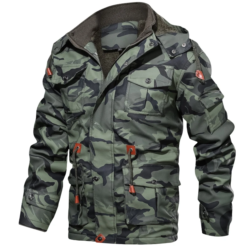 MaiDangDi Camouflage Military Style Men's Jacket Tough Guy Male Coat Windproof Warm Fleece Mens Top Military Enthusiast Jacket