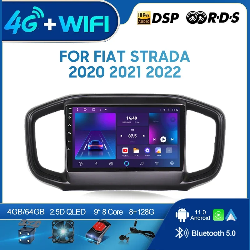 Car Radio Multimedia Player for Fiat Strada 2020 2021 2022 LHD 2 din Android 12.0 Video GPS Navigation 4G Carplay Head unit