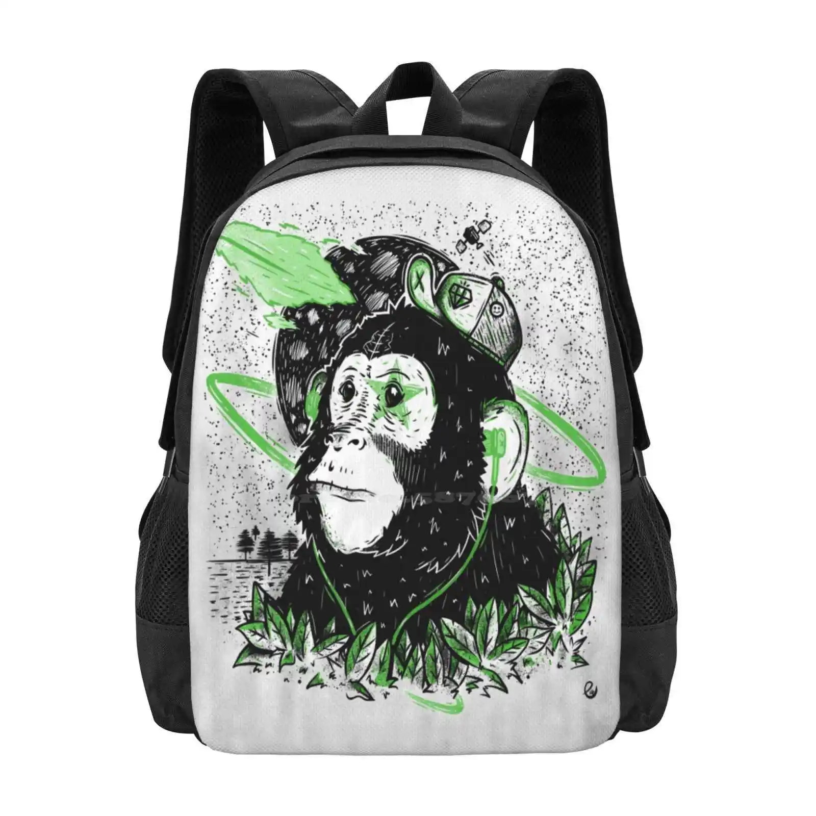 A Dream Away Hot Sale Schoolbag Backpack Fashion Bags Adventure Lifetime Inspired Dream Music Effect14 Monkey Space Diamonds