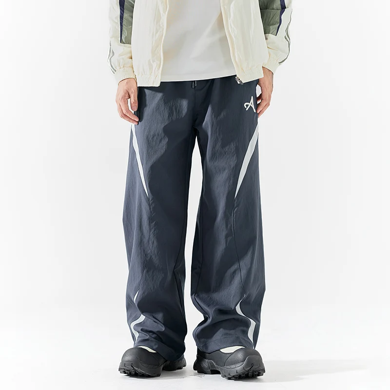 

Casual Men's Straight Leg Workwear Trousers Spring Autumn Vintage Patchwork Sports Pants Trendy Men's Faion Pants