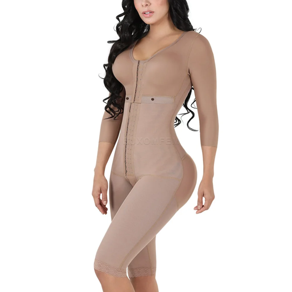 Full Body Shaper for Women Sleeved Skin-Friendly Stretchy Breathable Slim Fit Modeling Postpartum Belly Wrap Shaper with Zipper