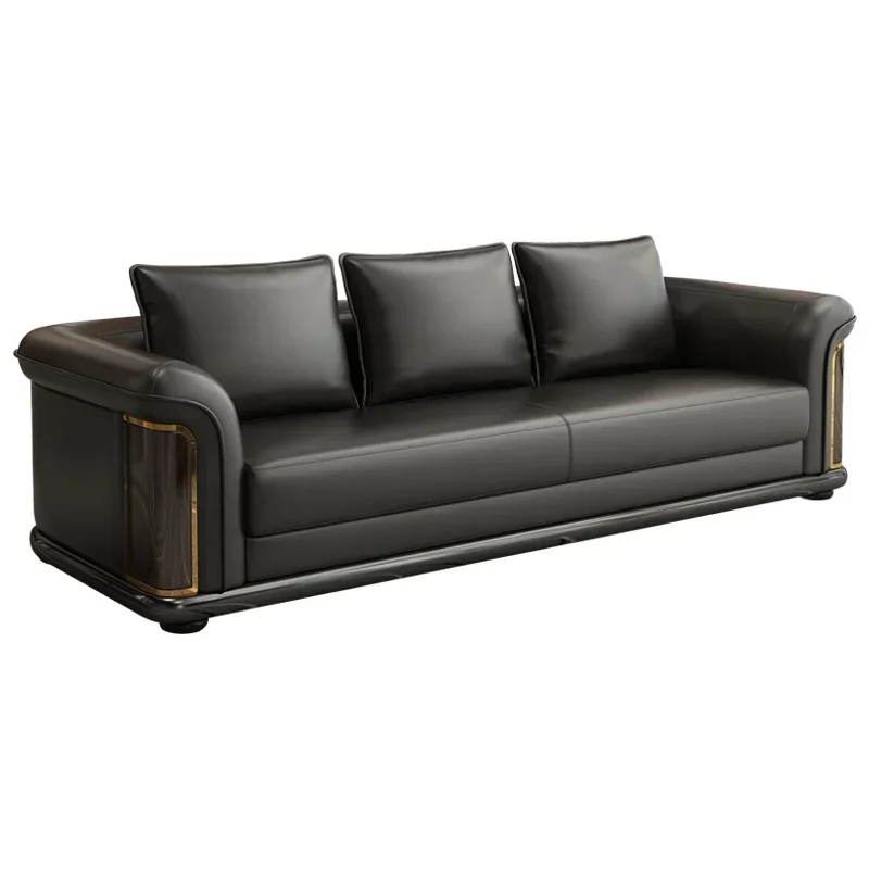 

Business office leather sofa, boss villa hotel lobby luxury reception room living room coffee table combination
