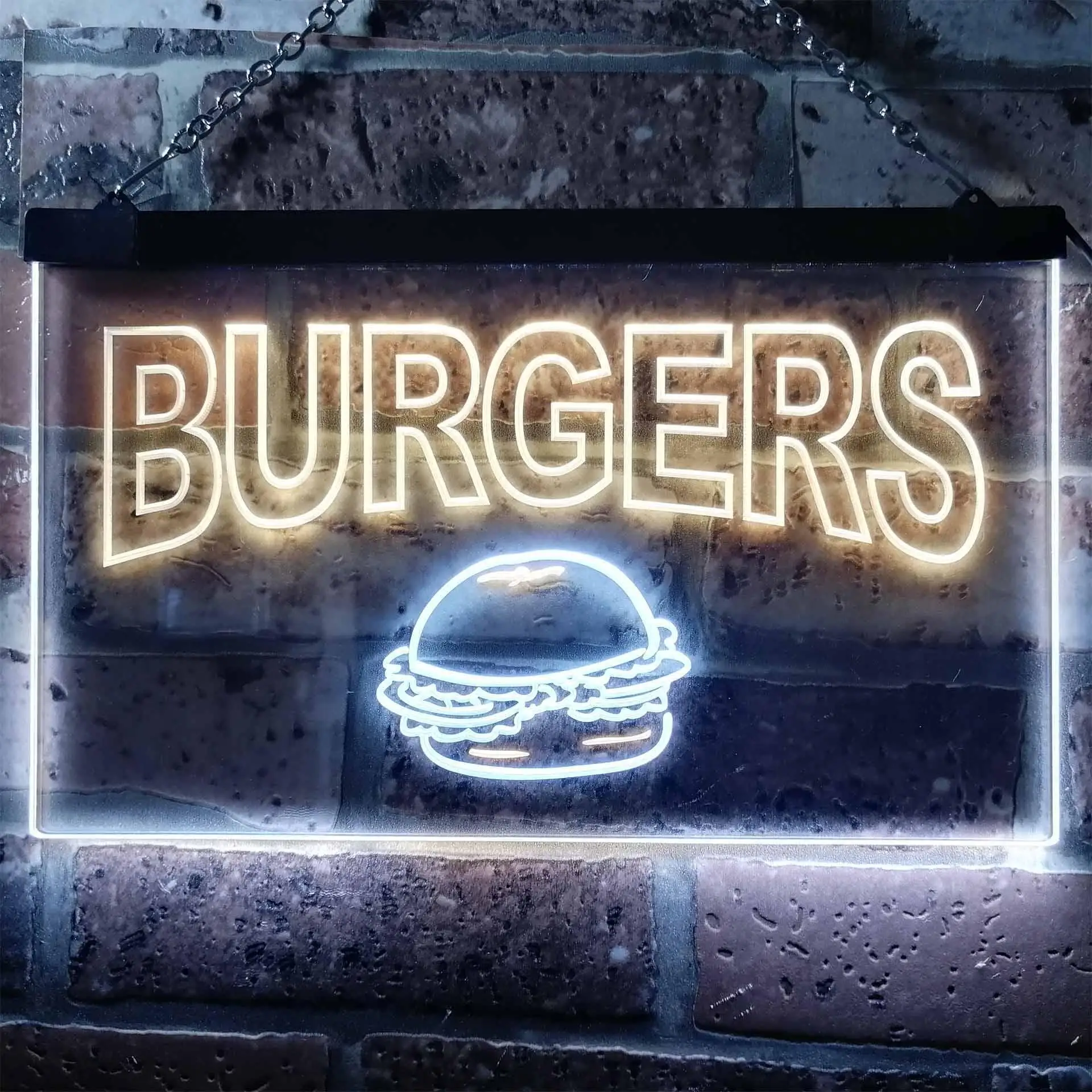 

BURGERS. Fast Food Dual Color Led Neon Sign st6-m0082