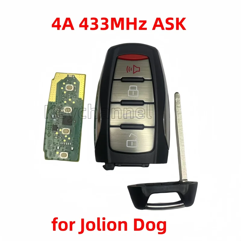 Keychannel 4 buttons Car Key Remote Keylessgo ID4A Chip 433MHz ASK Smart Key for Great Wall HAVAL Jolion Dog Proximity Remote