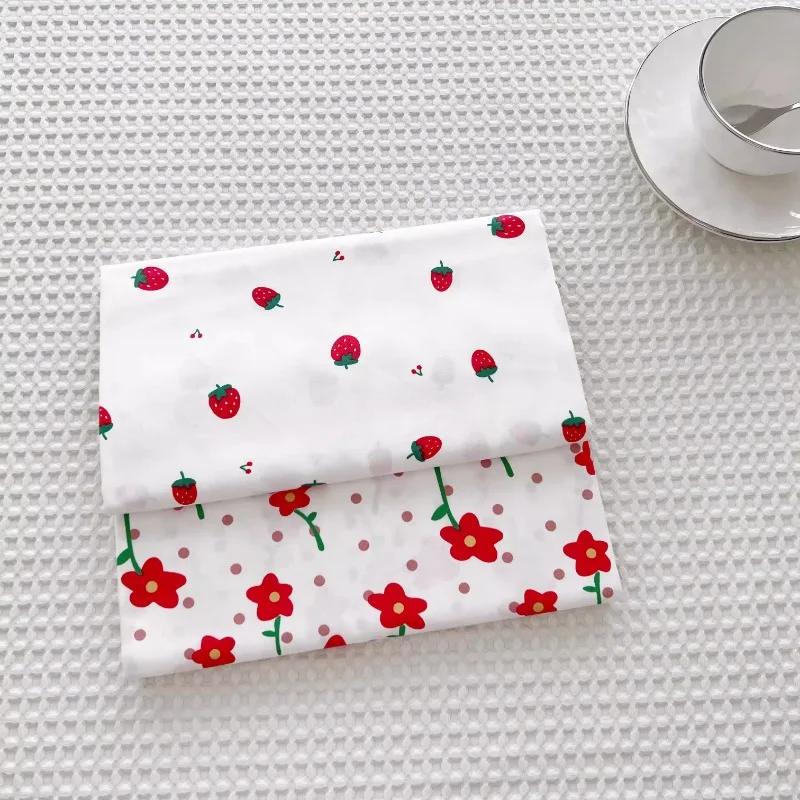 Strawberry Small Flower Cotton Twill Printed Cloth Bedding Handmade Tablecloth Decoration DIY Fabric