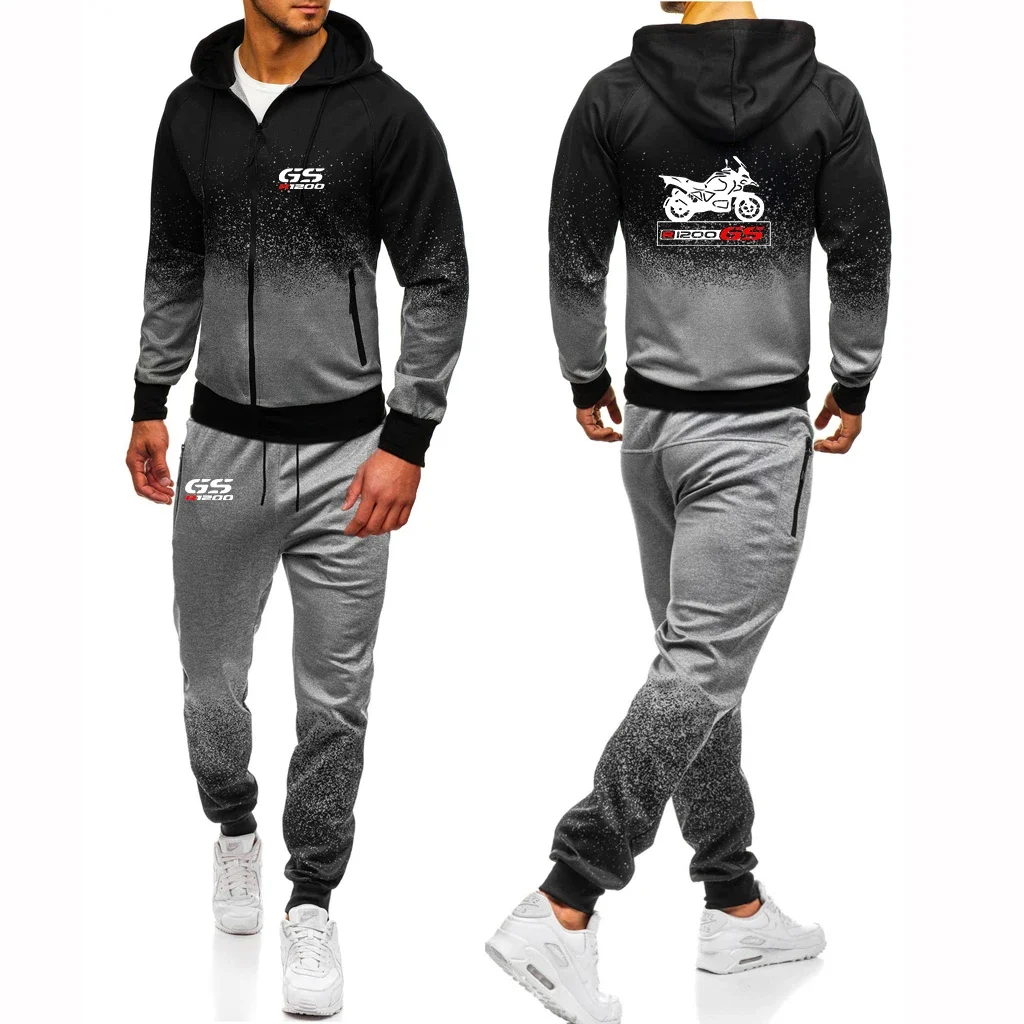 Motorcycle R 650 800 1150 1200 GS Adventure Men Harajuku Style Zipper Jacket Sport College Gradient Hoodies Casual Sweatpant Set