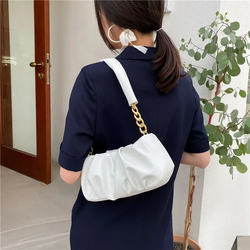 

Luxury Pleated Single Shoulder Underarm Bag Women's Fashion Chain Handbag Mini Cloud Bags ショルダーウォレット Crossbody Bags for Women