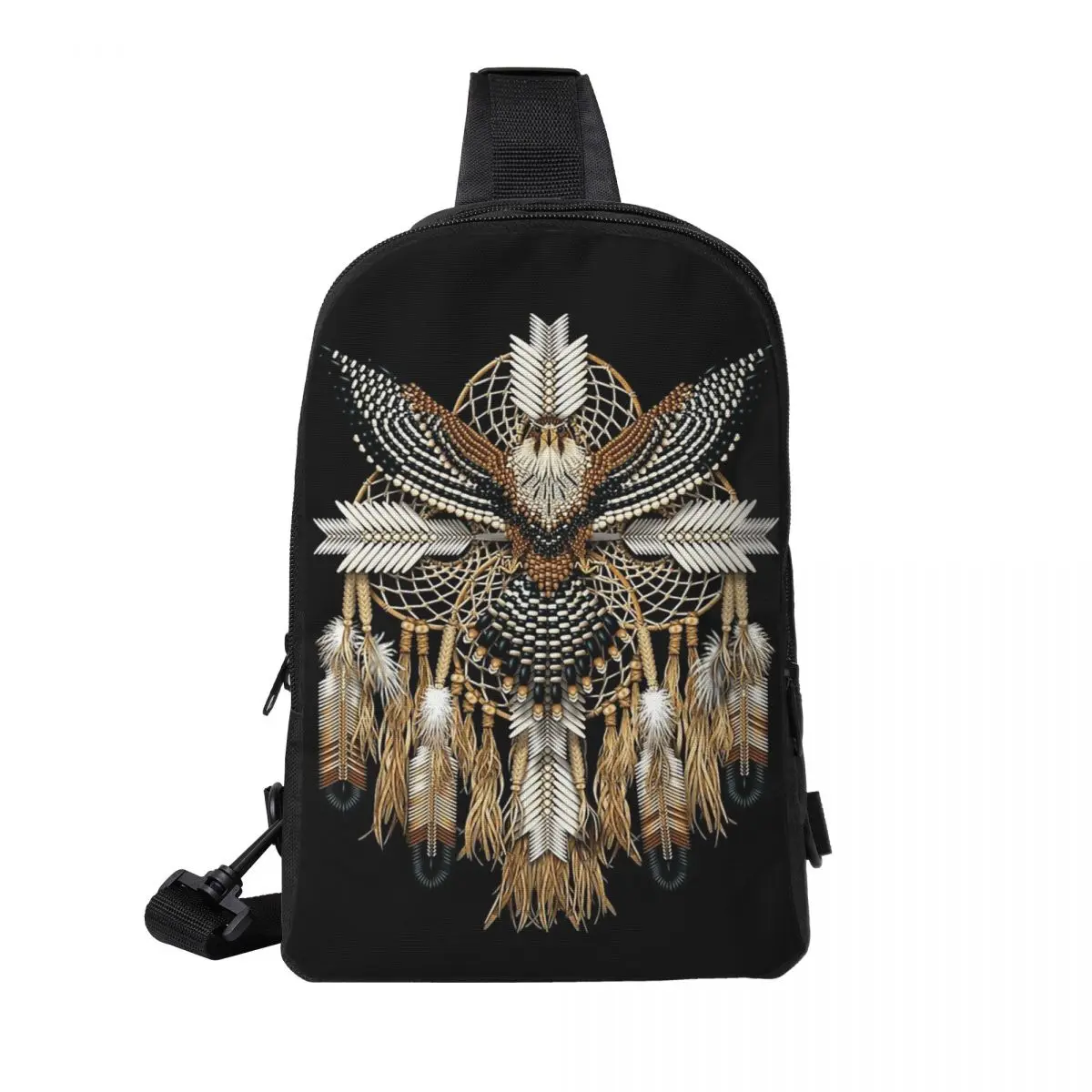 

Native Mandala Owl American Chest Bag Men Sling Crossbody Backpack Chest Bag Traveling Hiking Daypack Shoulder Bag