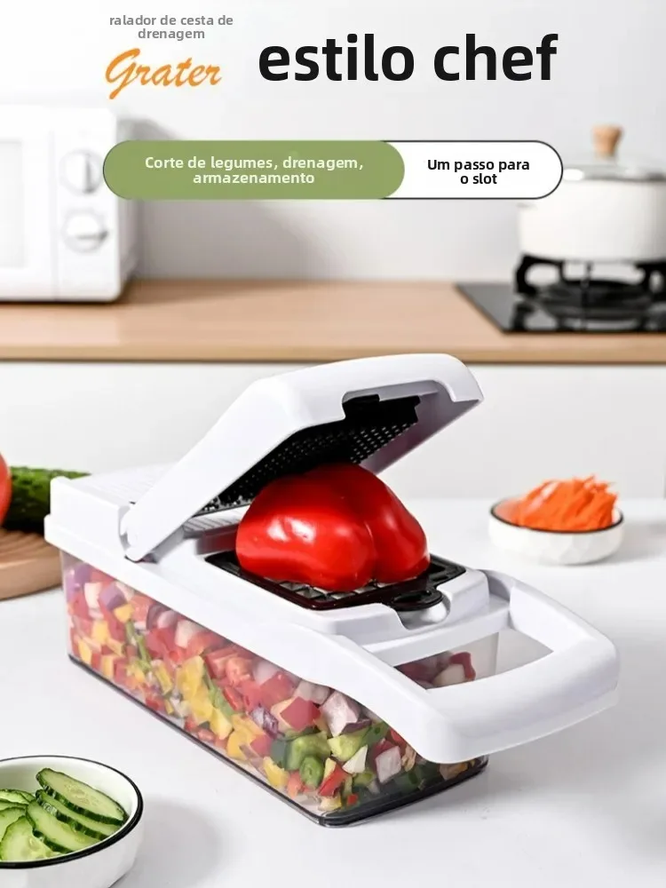 

Многофункциональный ручной измельчитель овощей для кухни, слайсер для картофеля, моркови, лука с контейнером