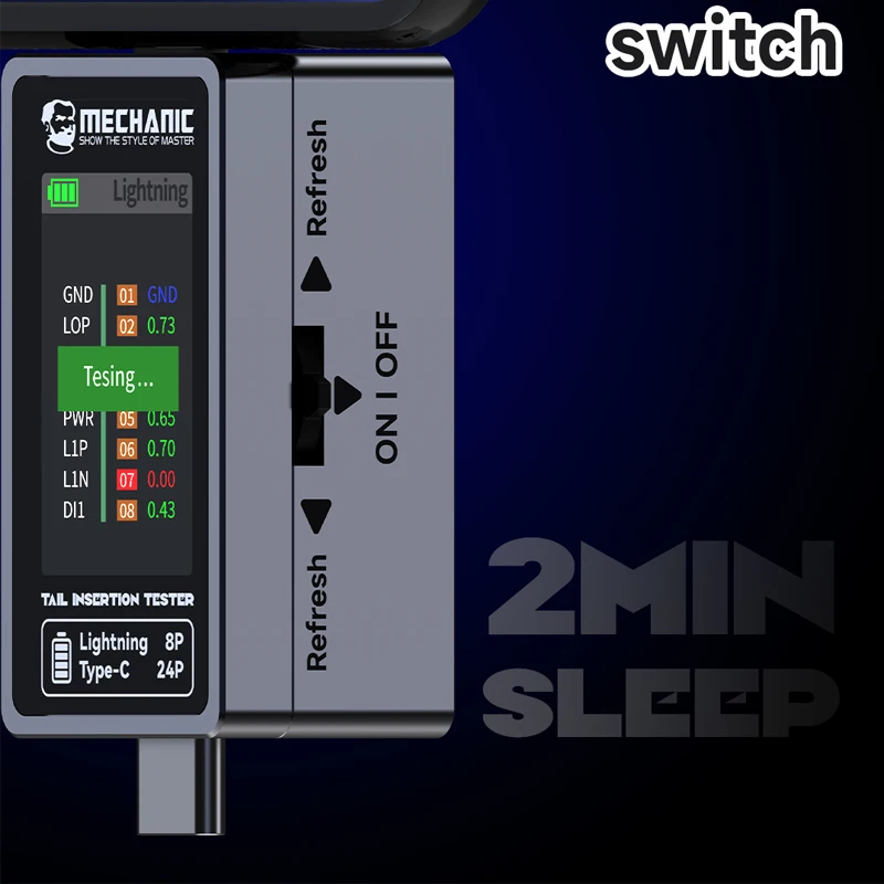 MECHANIC No Disassembly Required Mobile Phone Tail Insertion Detector Digital Display Current Power Check Independent Pin T-824