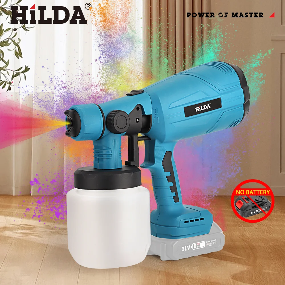 HILDA Electric Spray Gun Compatible Automatical Cordless Paint Sprayer Tool Portable Household Spray Gun For Makita 18V Battery