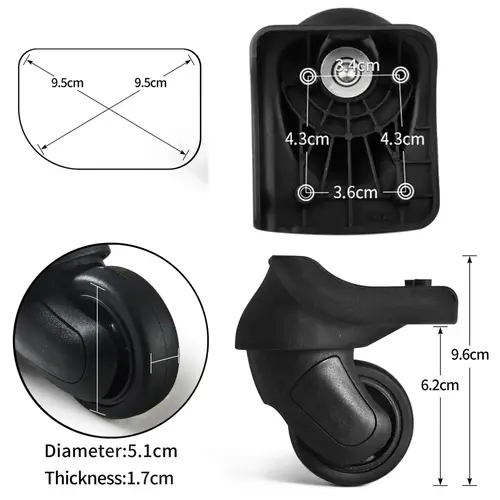 Imagen 2 del producto GUGULUZA 1 par de ruedas de repuesto para equipaje de repuesto 360 °   Rueda giratoria para reparación de maletas, piezas para bolsa de equipaje de viaje # ST198