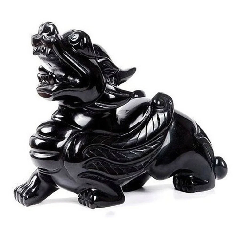 

Crystal Jewelry Kylin Obsidian Piece Handmade Ornaments Qilin Home Office Decorate