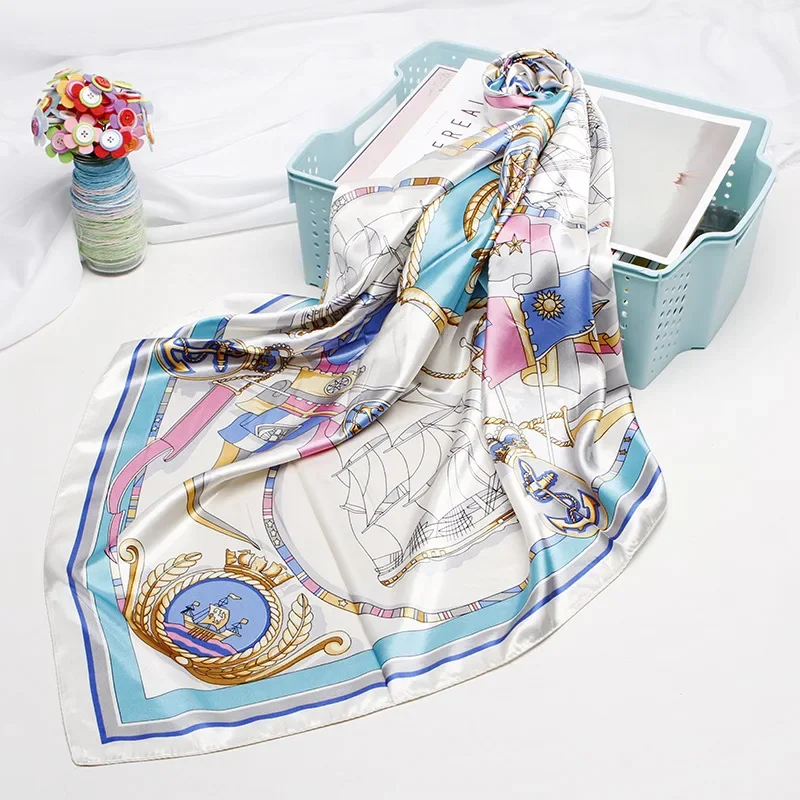 QLUKEOYY Printed Scarves for Women Spring Summer 2024 Professional Airline Stewardess Silk Scarf