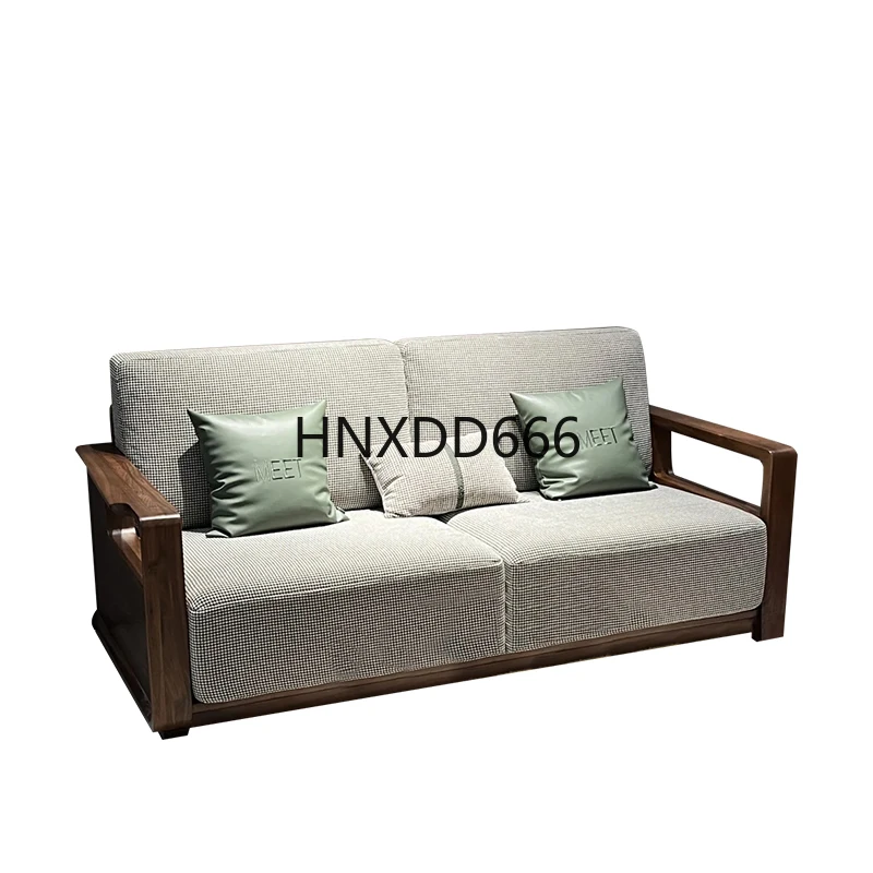 

New Chinese high-end walnut small apartment sofa combination