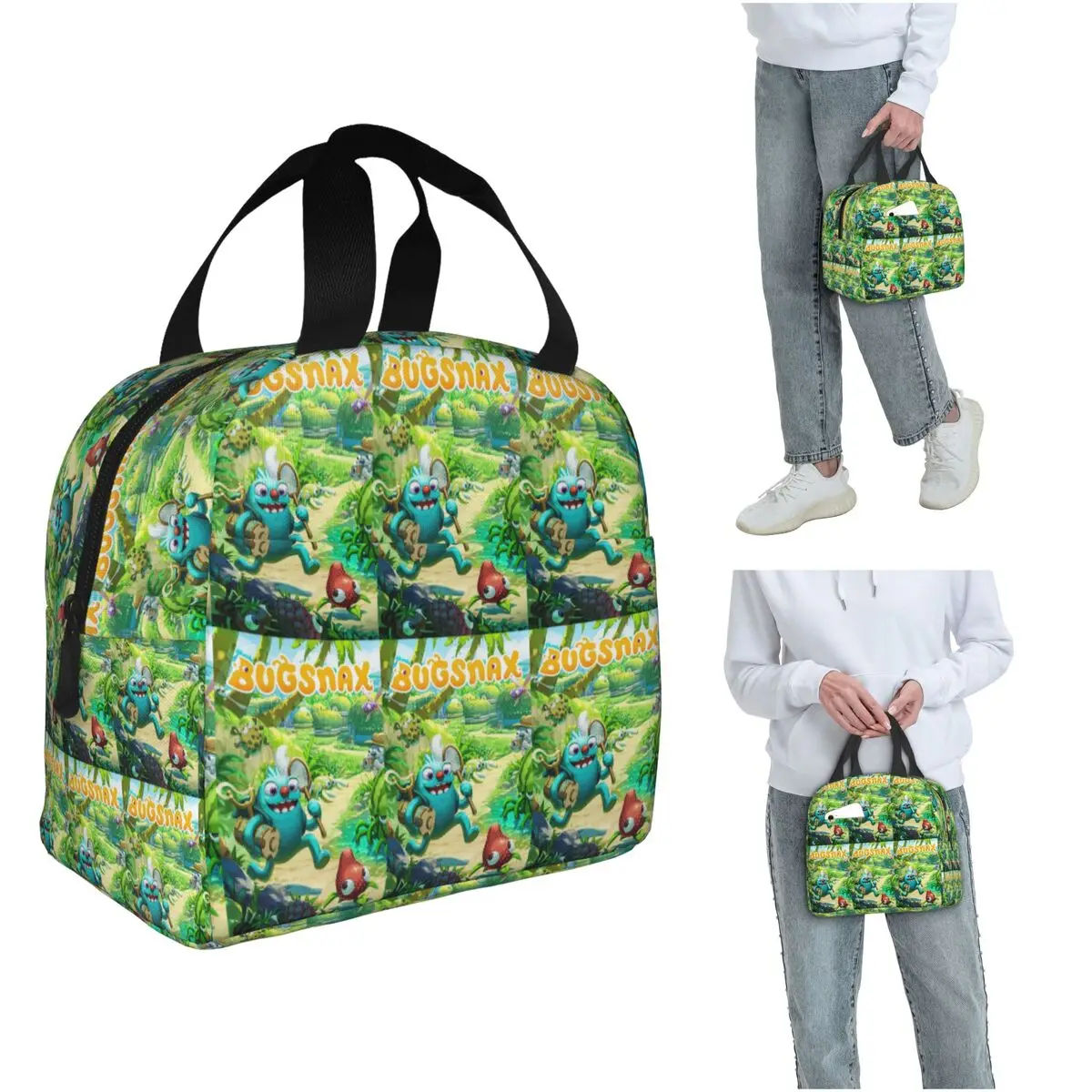 Bugsnax Game Poster Insulated Lunch Bag for Women Kids Portable Food Boxes Thermal Lunch Box Tote