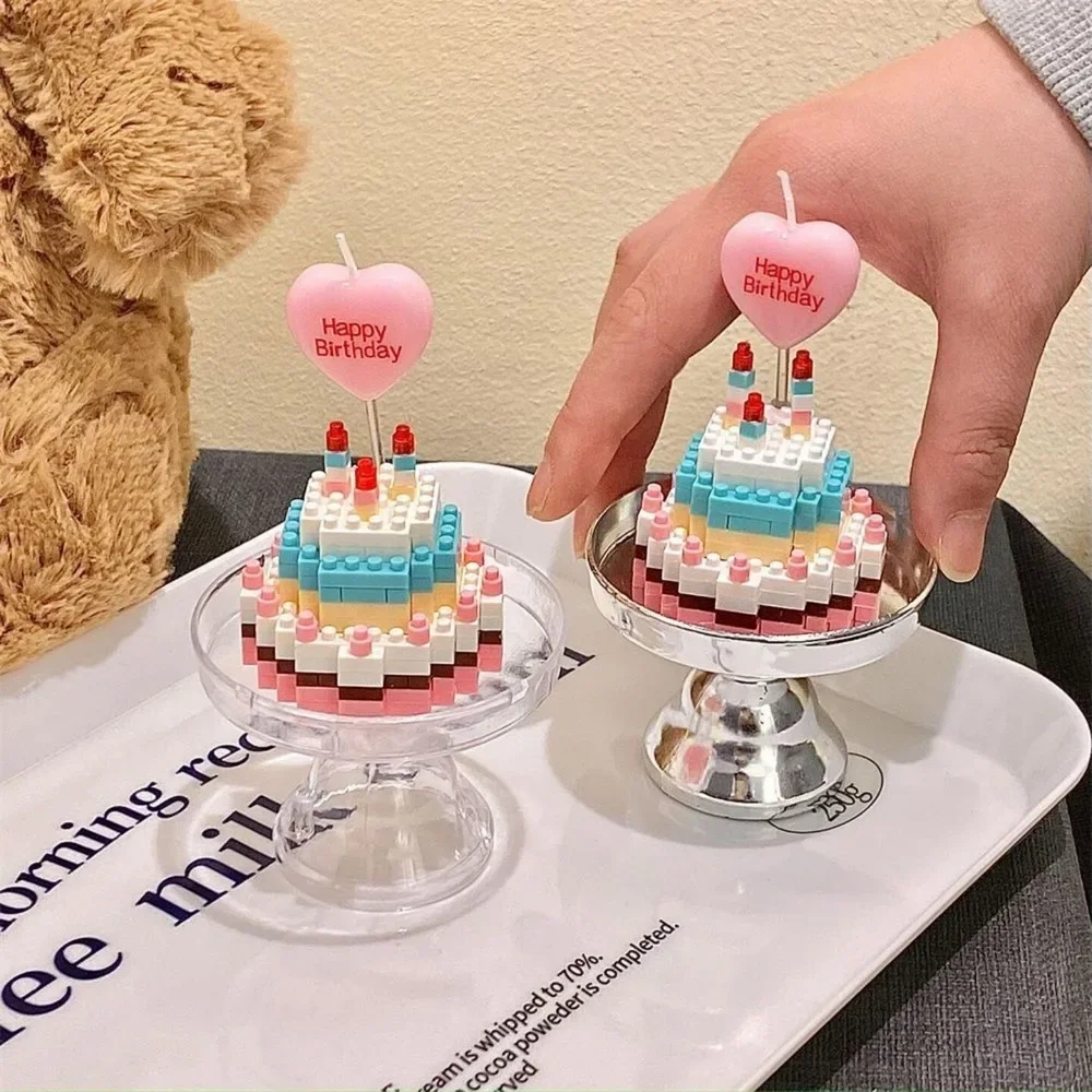 Aesthetic Sweet Healing Style Building Blocks Mini Cake Model DIY Assembly Cute Desktop Small Ornament Handmade Craft Decor