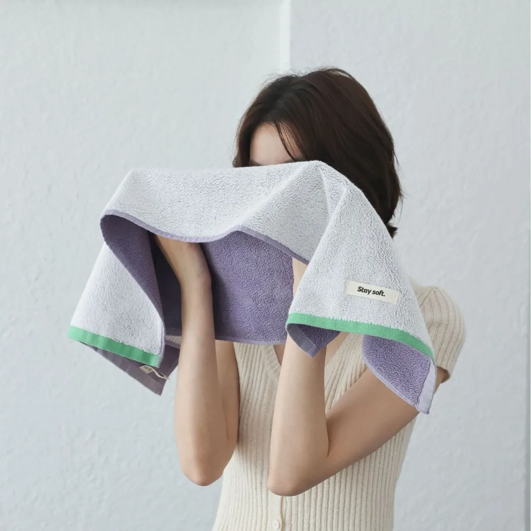 AB Kleurcontrastende handdoek van puur katoen Geweven handdoek Gekamde katoenen handdoek Huishoudelijke absorberende gezichtshanddoek, badhanddoek