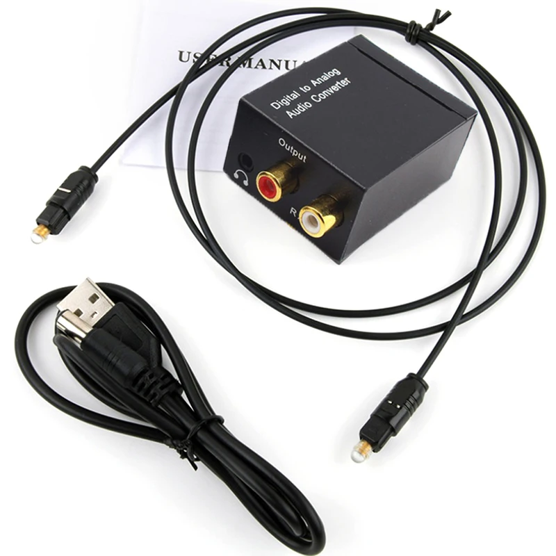 Convertisseur audio numérique vers analogique à fibre optique coaxiale portable, prise AUX 3.5mm, RCA, L, R, éventuelles DIF, amplificateur décodeur audio numérique