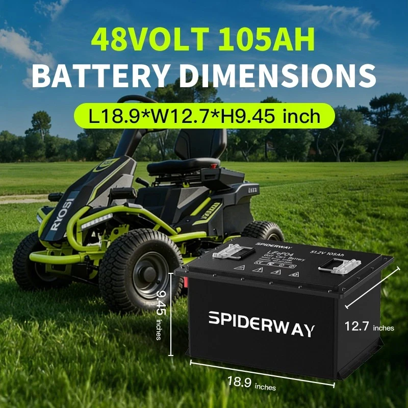 48V 105Ah LiFePO4 Lithium Battery for RYOBI RY48110 RY48112 RM480e Electric Riding Mower, 200A BMS 6000+ Cycle