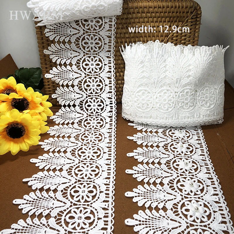 5yard Lace Fabric Sewing Merry Christmas DIY Beautiful 12.9cm Milk Silk Wedding Decoration Women Skirt Curtain Dress Accessories