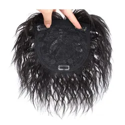 14x14CM Big Area Human Hair Invisible Breathable Hair Piece Corn Perm Topper For Women Increase Hair Volume And Cover Hair